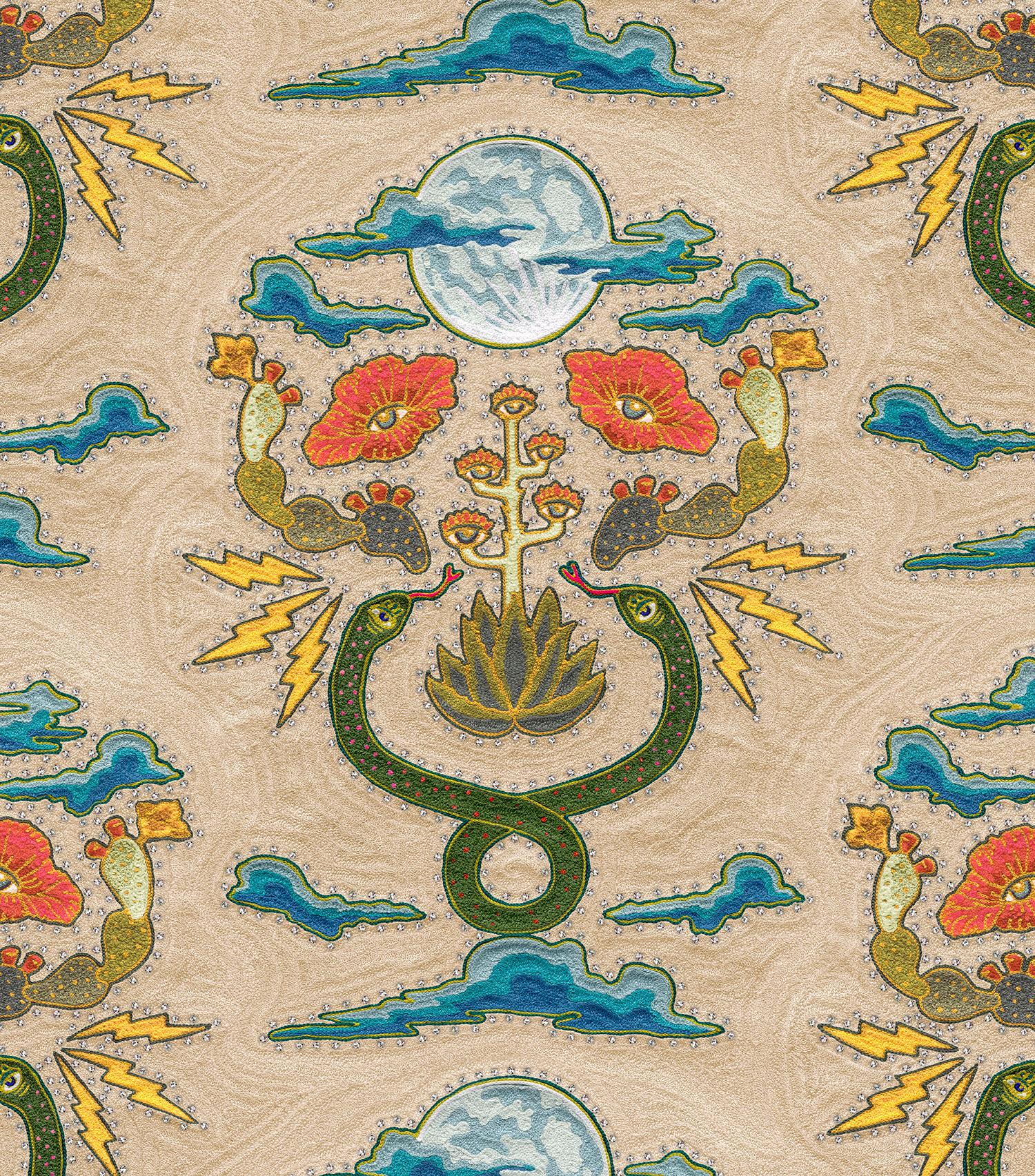 Moon Snake Rhinestone Wallpaper - Sandstone – Counterpart Studios
