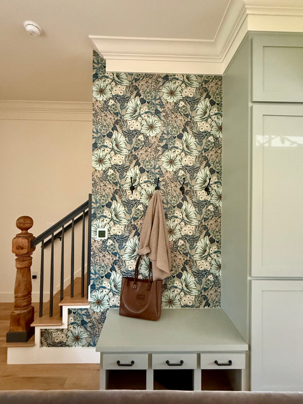 Wild Posy Wallpaper - Seafoam