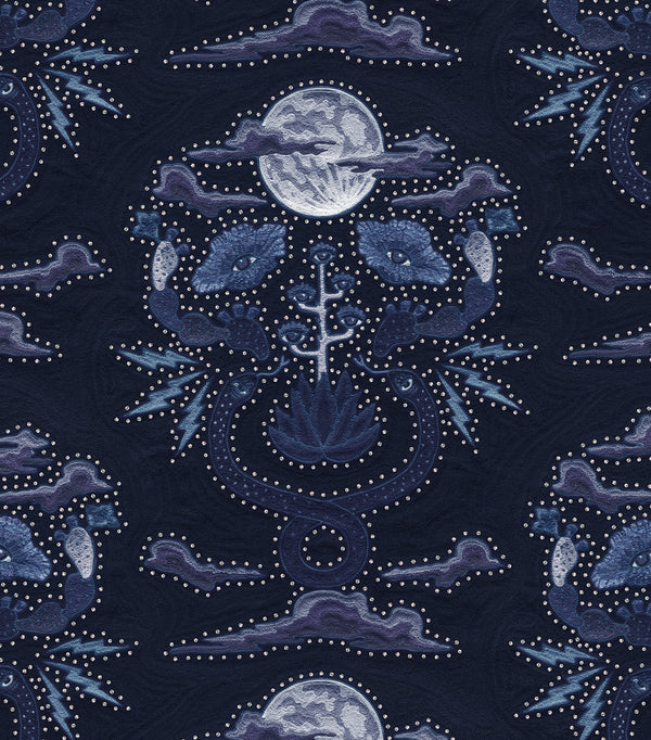 Moon Snake Rhinestone Fabric - Moonlight