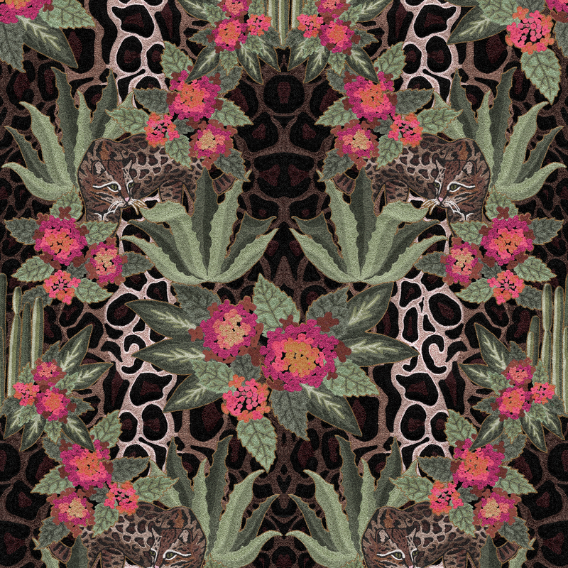 Ocelot Lantana Fabric - Fuchsia