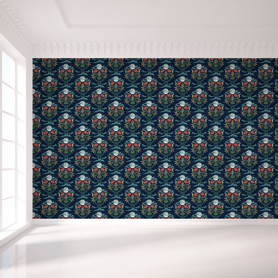 Moon Snake Rhinestone Wallpaper - Charcoal – Counterpart Studios